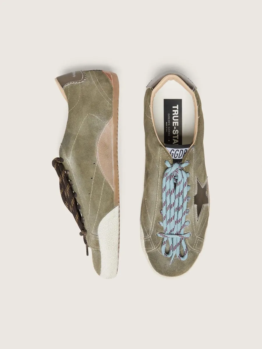 True-Star uomo in suede oliva con stella oro