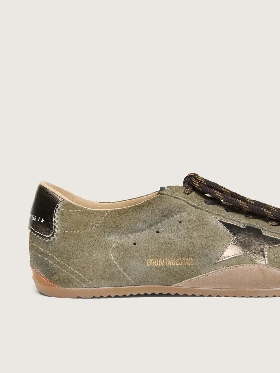 True-Star uomo in suede oliva con stella oro