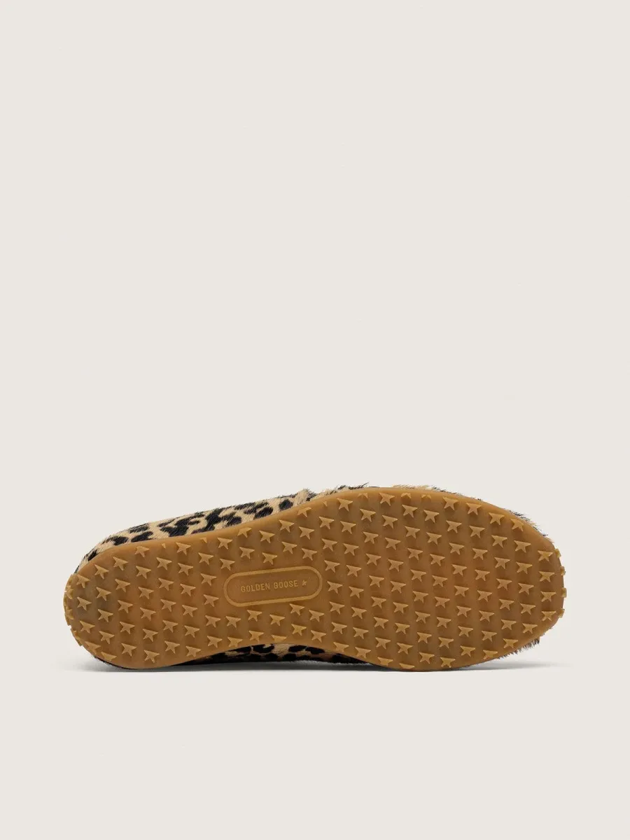 Marathon Speed Uomo in cavallino con stampa leopardata beige e nera e stella in pelle nera
