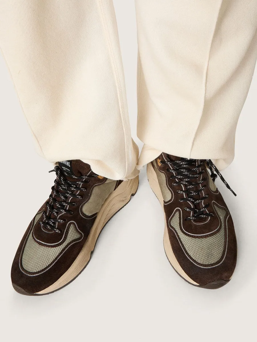 Running Sole Uomo in nylon e suede con stella stampata e talloncino in pelle