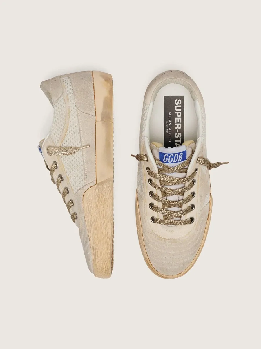 Super-Star LAB Uomo in rete e suede bianca e beige