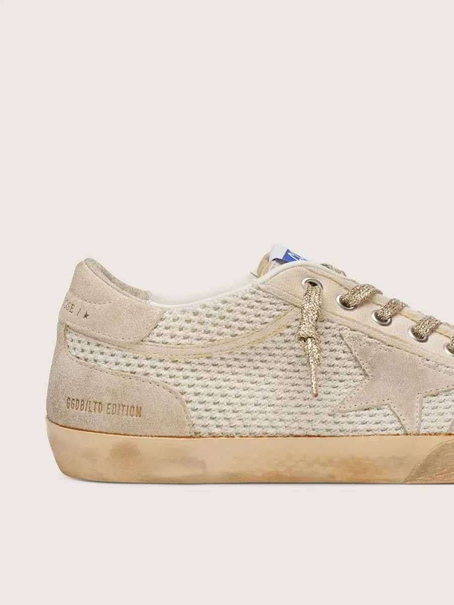 Super-Star LAB Uomo in rete e suede bianca e beige