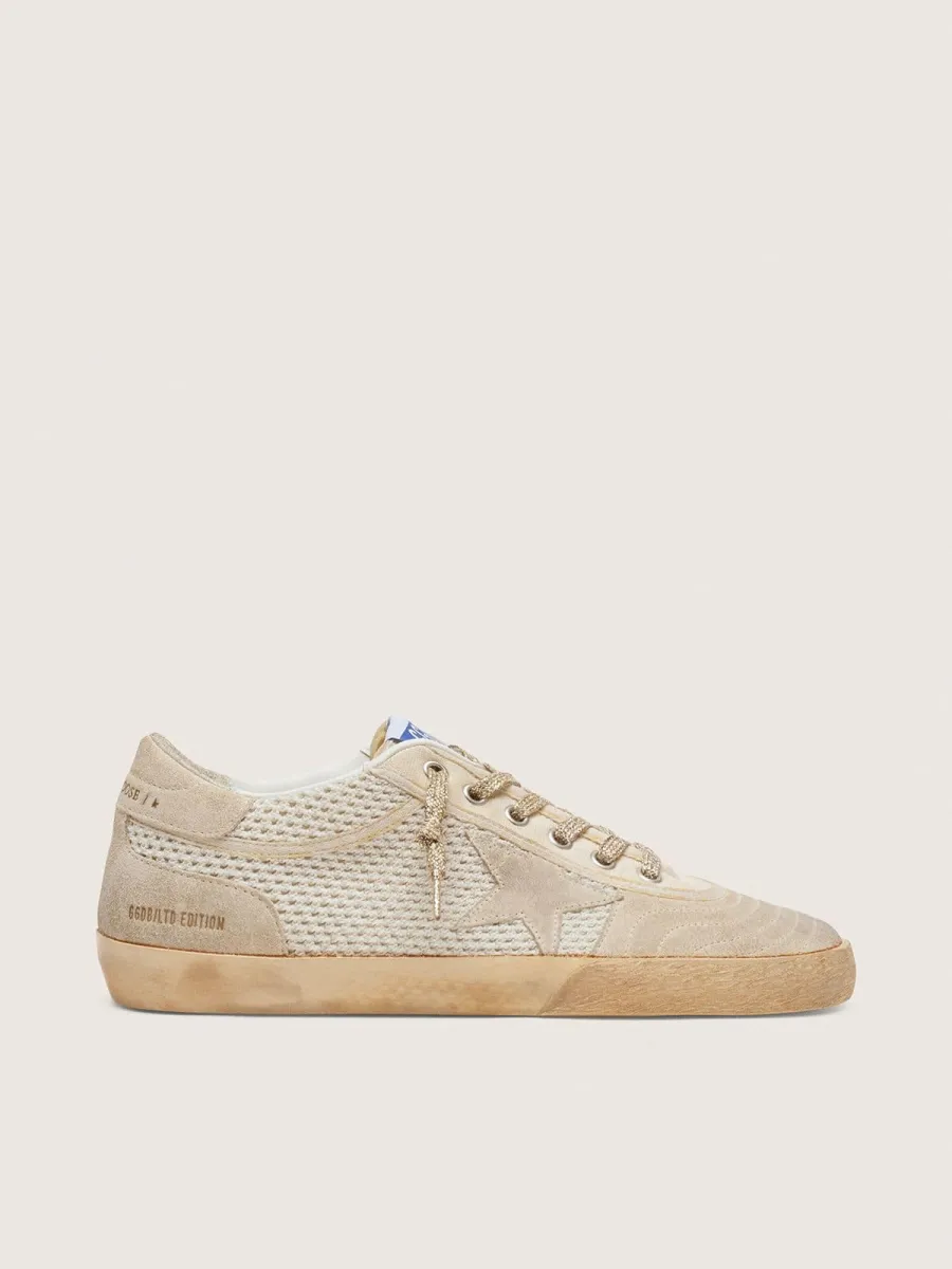 Super-Star LAB Uomo in rete e suede bianca e beige