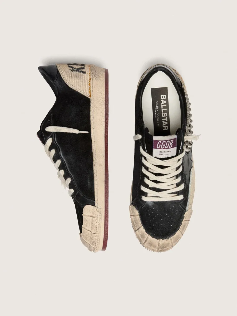 Ball Star Uomo LAB in suede nero con borchie e stella in pelle lucida nera