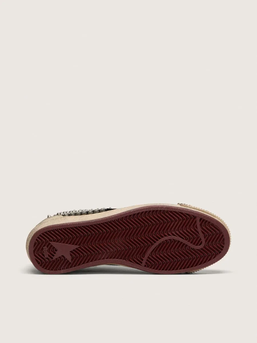 Ball Star Uomo LAB in suede nero con borchie e stella in pelle lucida nera