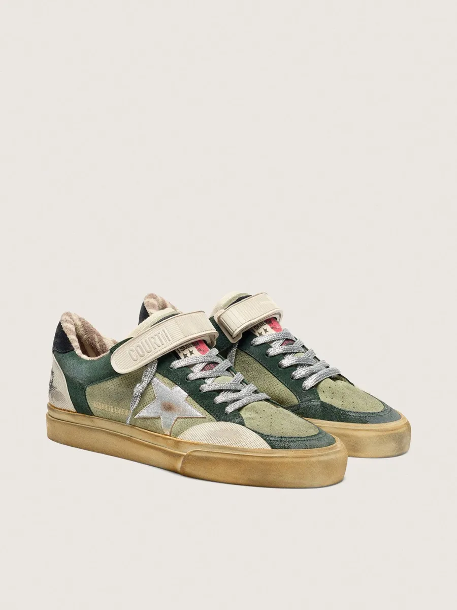 Ball Star Uomo LAB in suede verde con stella in pelle argento e talloncino in suede nero