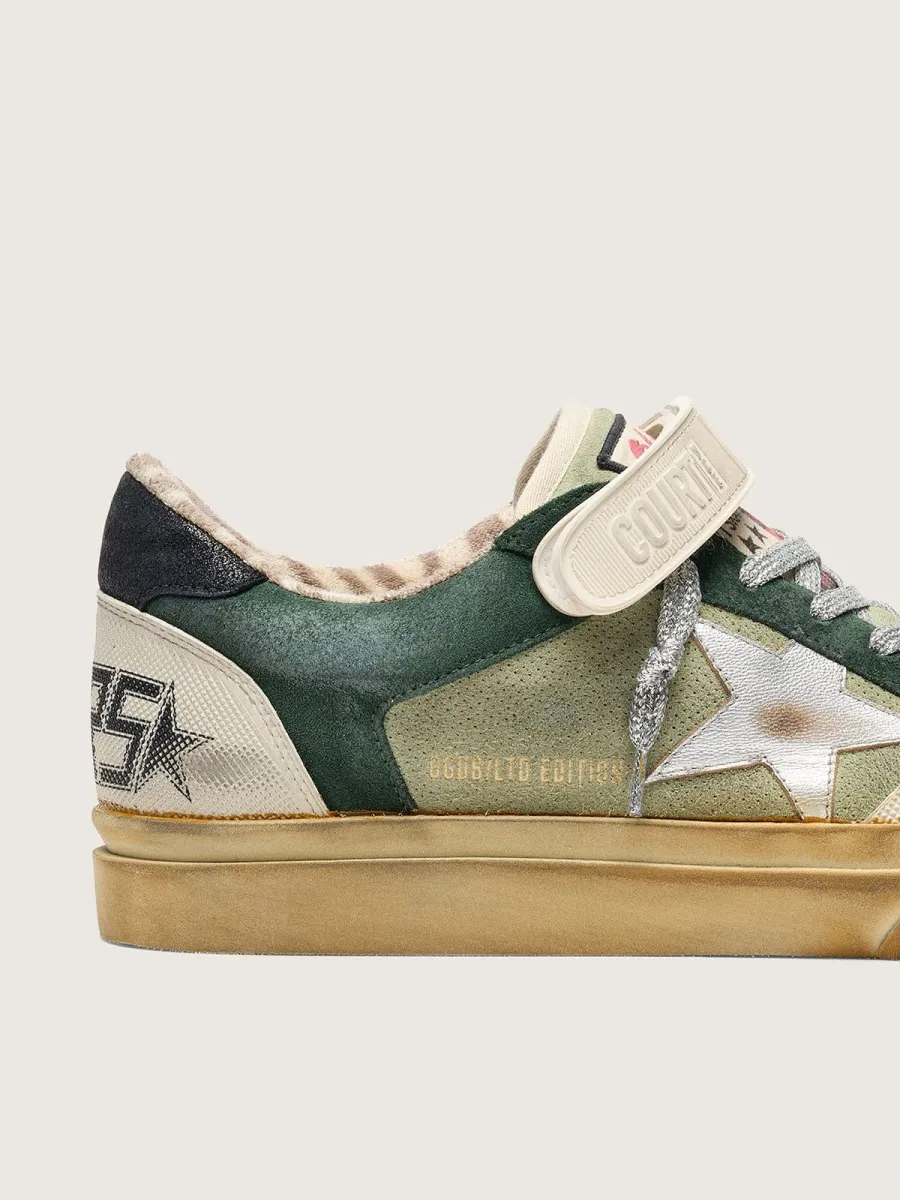 Ball Star Uomo LAB in suede verde con stella in pelle argento e talloncino in suede nero