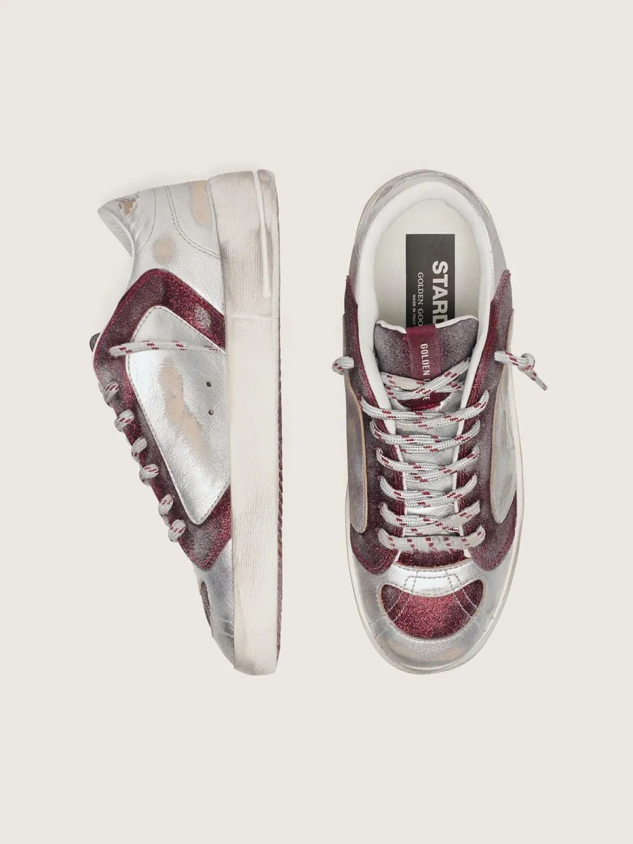Stardan LAB Uomo in pelle e glitter color bordeaux e argento