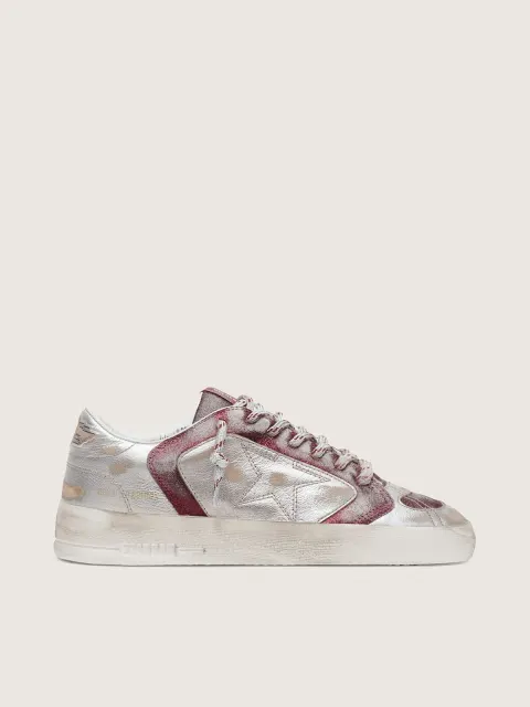 Stardan LAB Uomo in pelle e glitter color bordeaux e argento