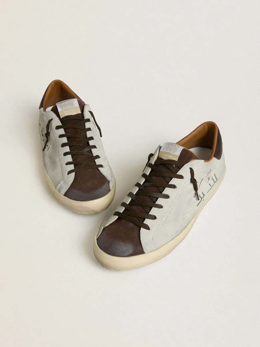Super-Star Uomo LTD in suede grigio con stella traforata e linguetta in suede ebano