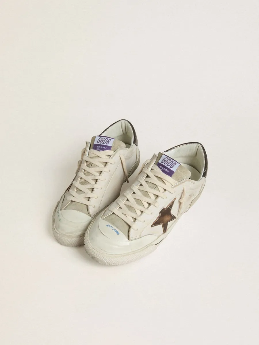 Super-Star Uomo LTD in suede con stella in pelle marrone e talloncino in pelle laminata