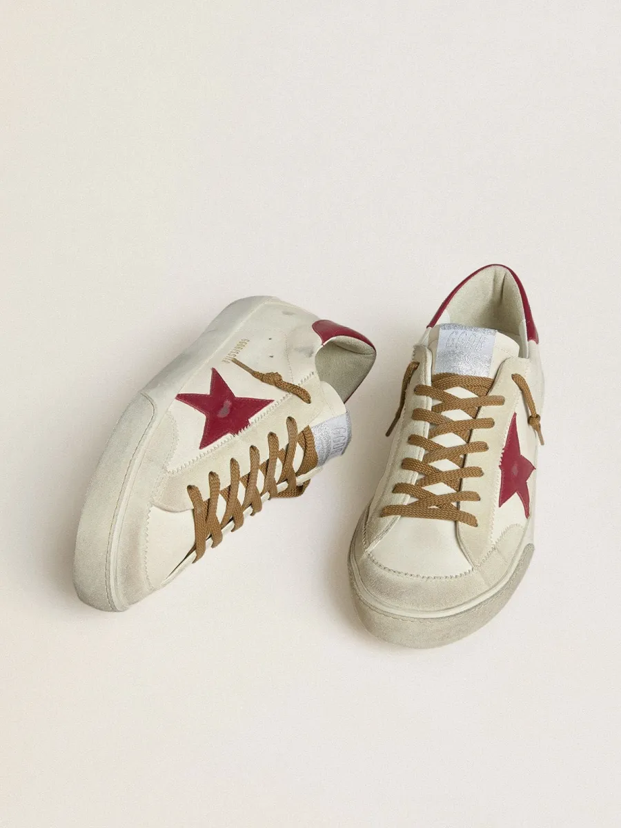 Super-Star Uomo con stella in pelle rossa e inserti in suede beige