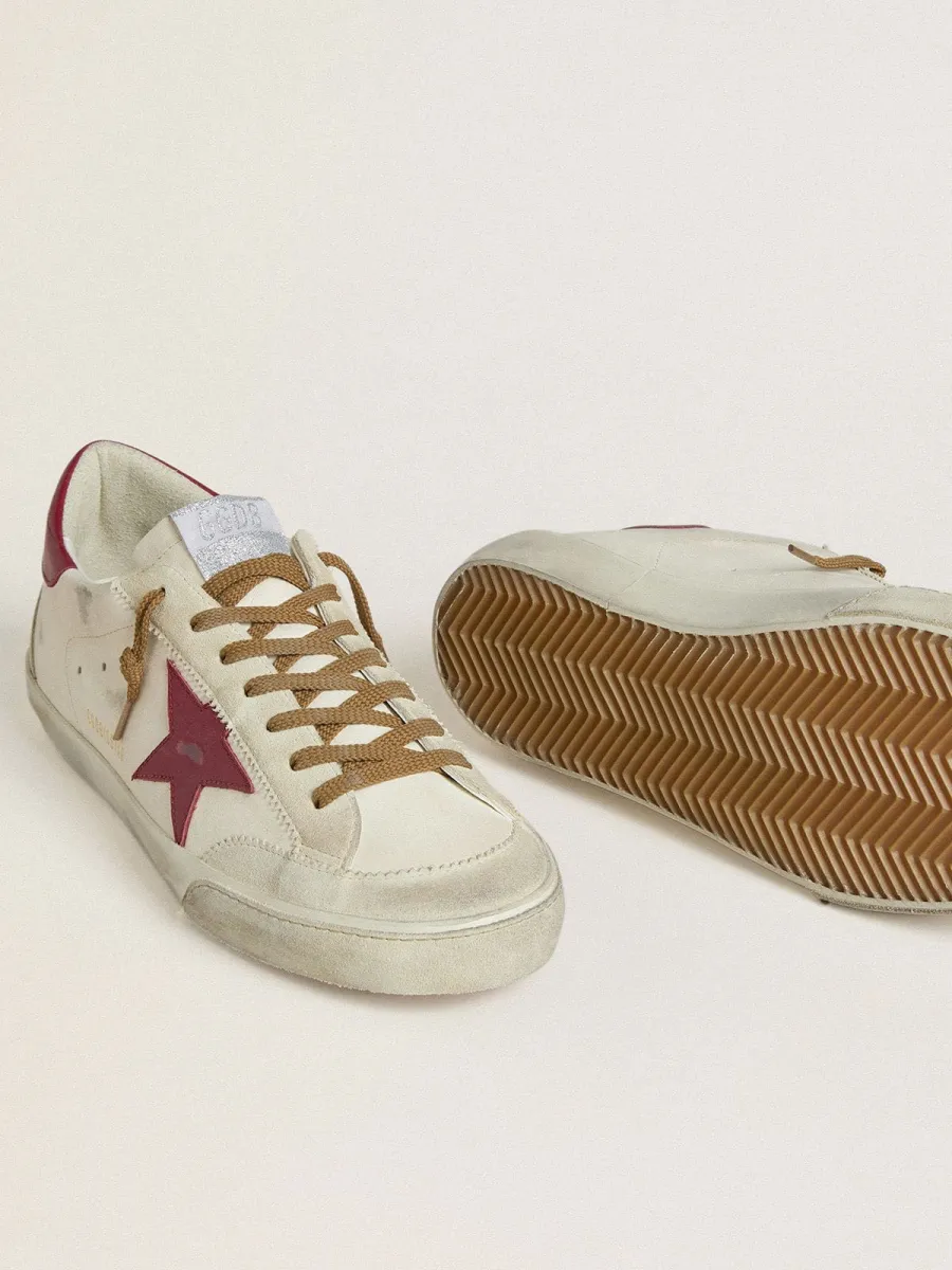 Super-Star Uomo con stella in pelle rossa e inserti in suede beige