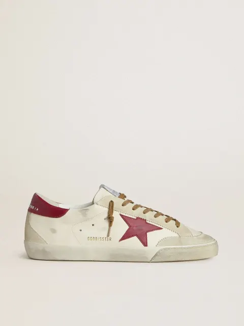 Super-Star Uomo con stella in pelle rossa e inserti in suede beige