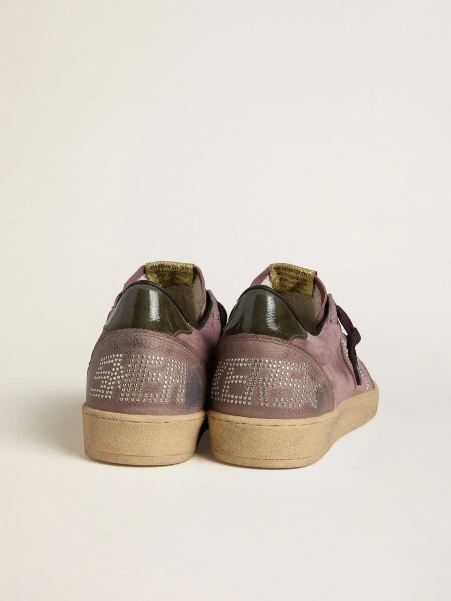 Ball Star Uomo in suede viola con stella con borchie argento e talloncino in naplak nero