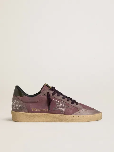 Ball Star Uomo in suede viola con stella con borchie argento e talloncino in naplak nero