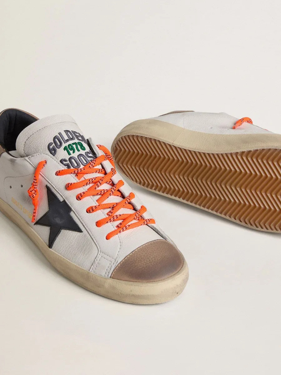 Super-Star Uomo LTD in pelle con stella in pelle nera e talloncino in pelle beige