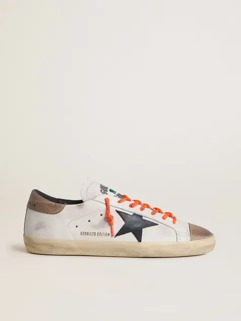 Super-Star Uomo LTD in pelle con stella in pelle nera e talloncino in pelle beige