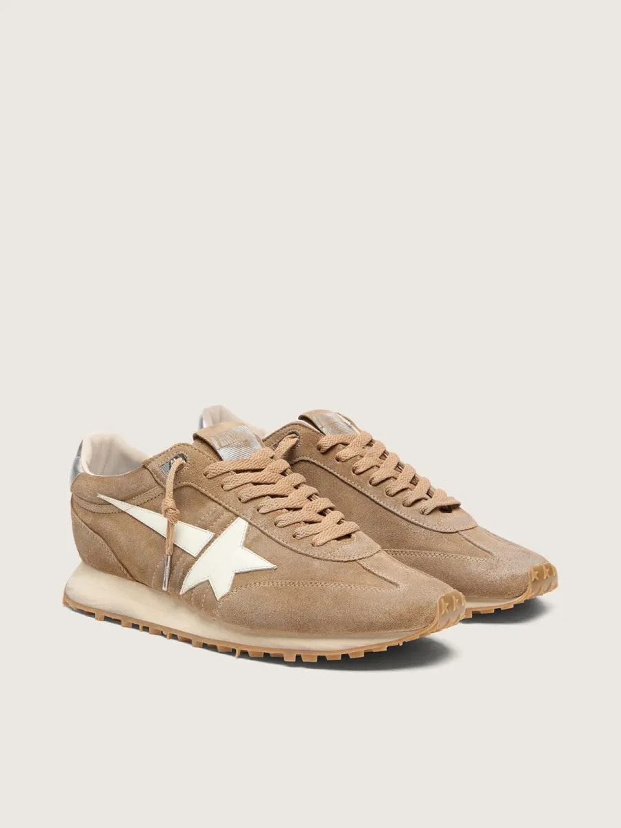 Marathon uomo in suede tabacco con stella bianca