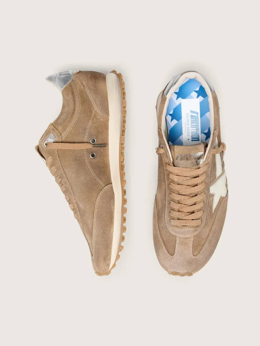 Marathon uomo in suede tabacco con stella bianca