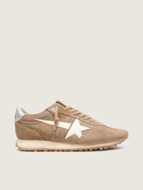 Marathon uomo in suede tabacco con stella bianca