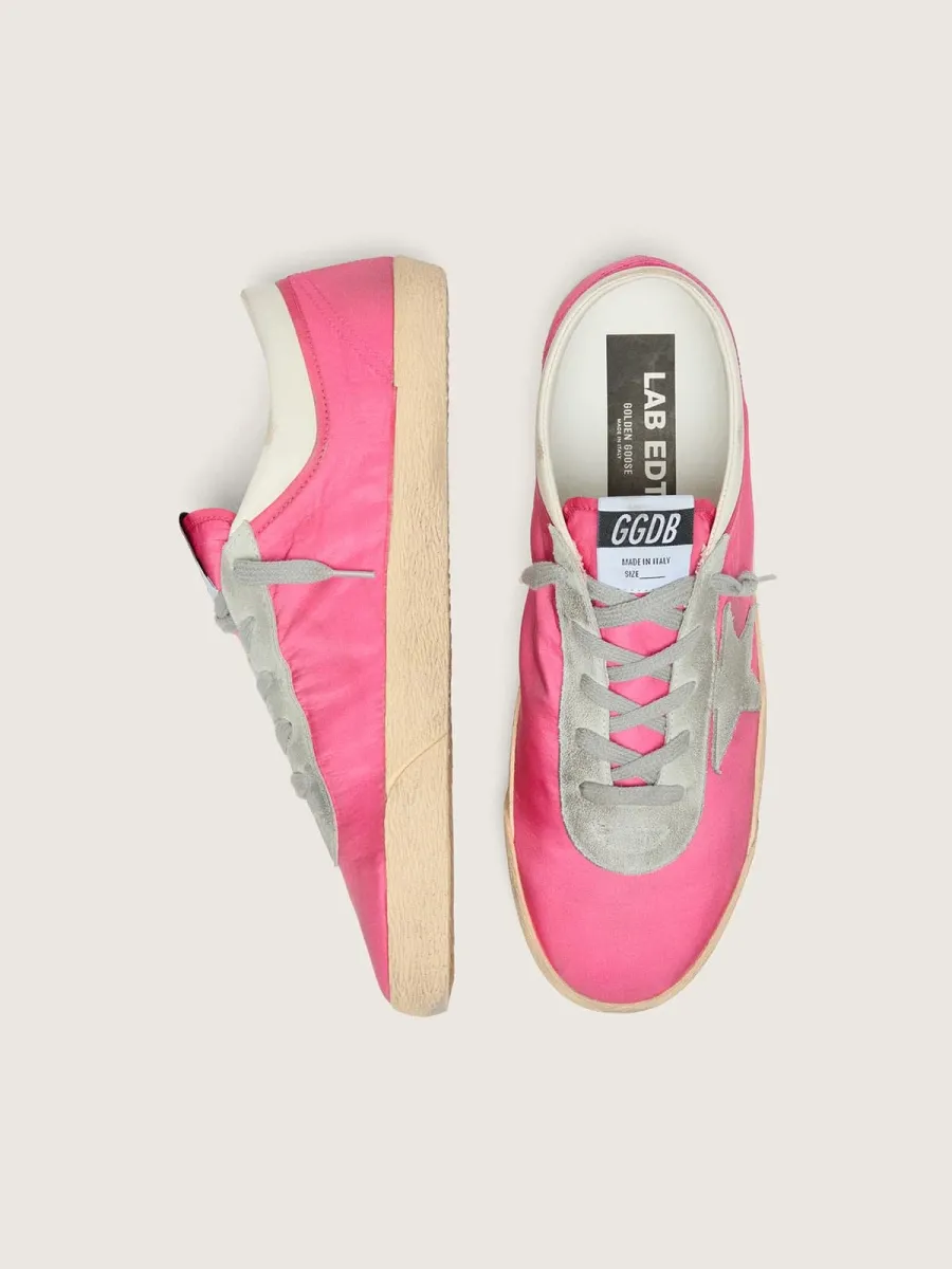 Super-Star uomo in nylon rosa fluo con stella in suede grigio chiaro