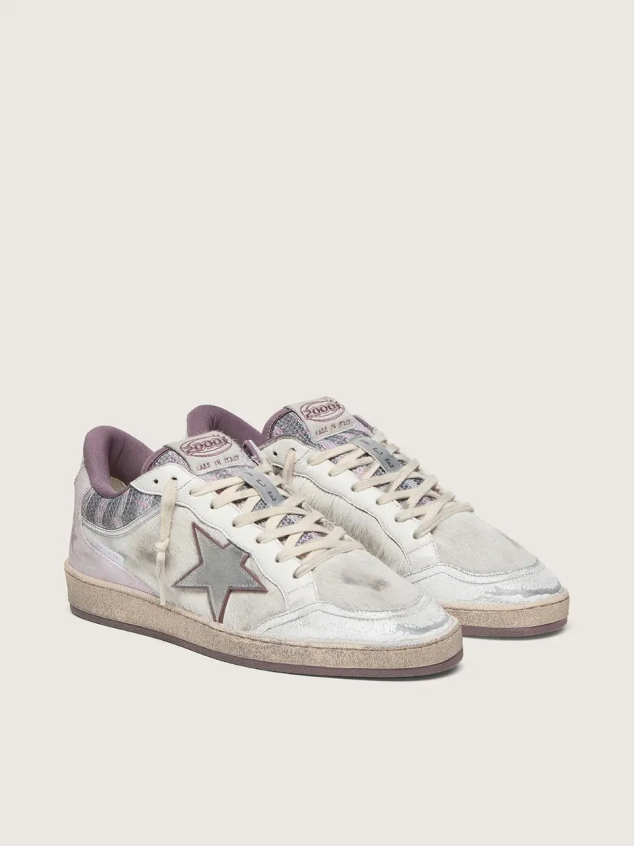 Ball Star LAB uomo in nylon e cavallino bianco con stella argento e inserti lilla