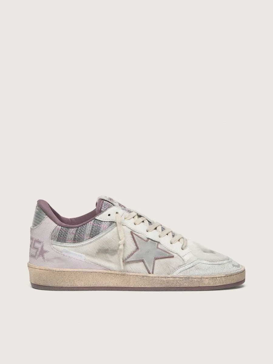 Ball Star LAB uomo in nylon e cavallino bianco con stella argento e inserti lilla