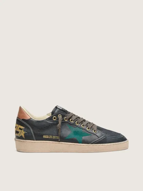 Ball Star LTD uomo in pelle nera con stella ricamata in verde