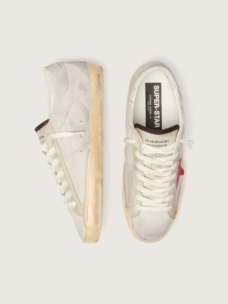Super-Star LTD uomo in cavallino bianco con stella in suede rosso