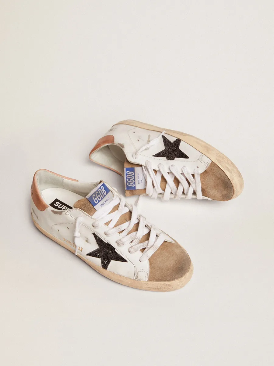 Super-Star Donna con stella in glitter neri e talloncino rosa