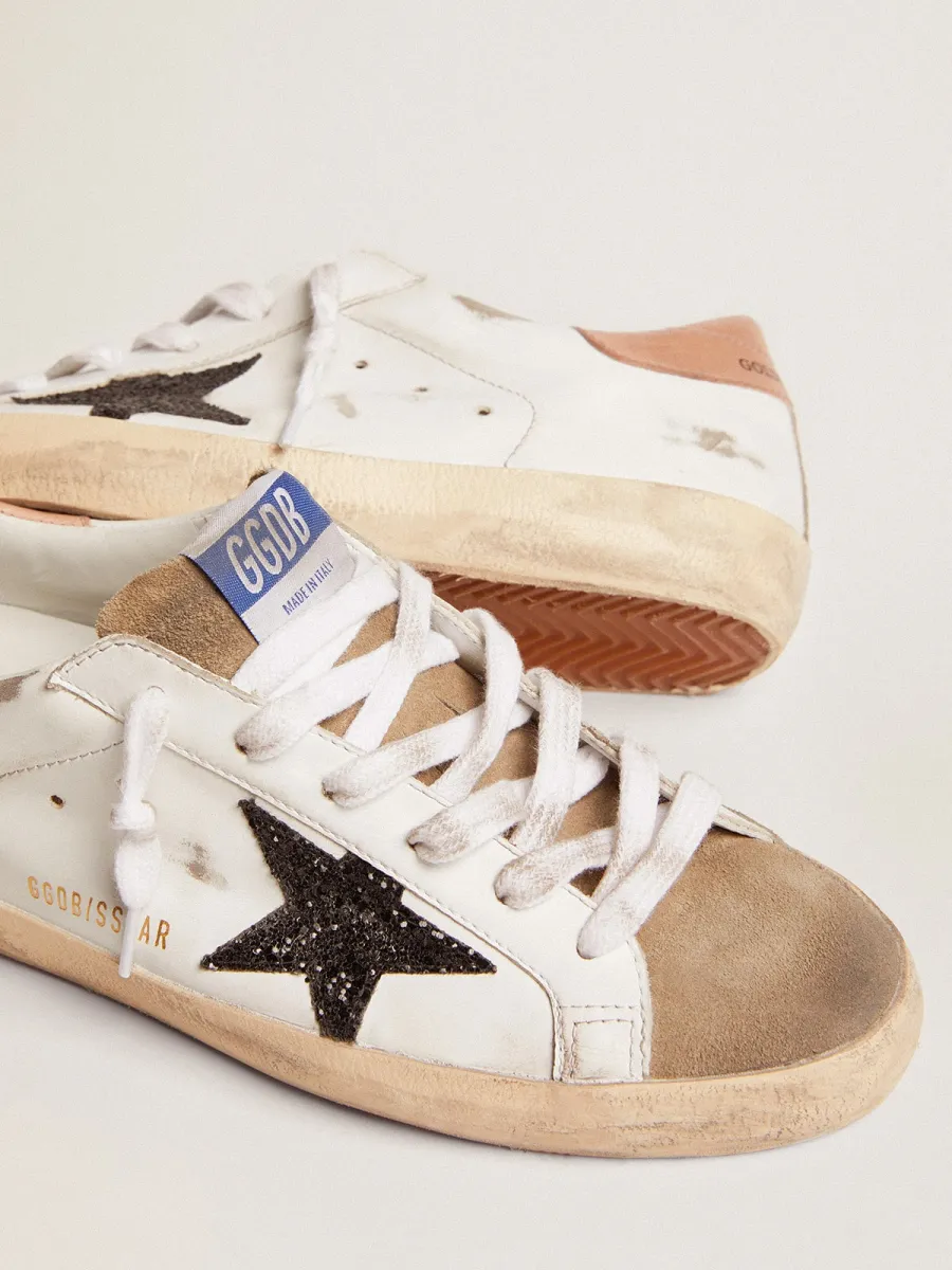 Super-Star Donna con stella in glitter neri e talloncino rosa