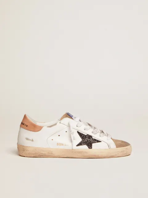 Super-Star Donna con stella in glitter neri e talloncino rosa