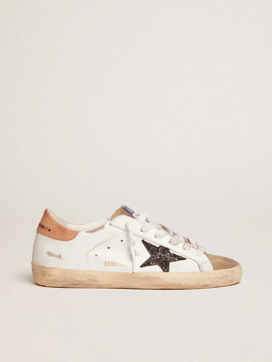 Super-Star Donna con stella in glitter neri e talloncino rosa