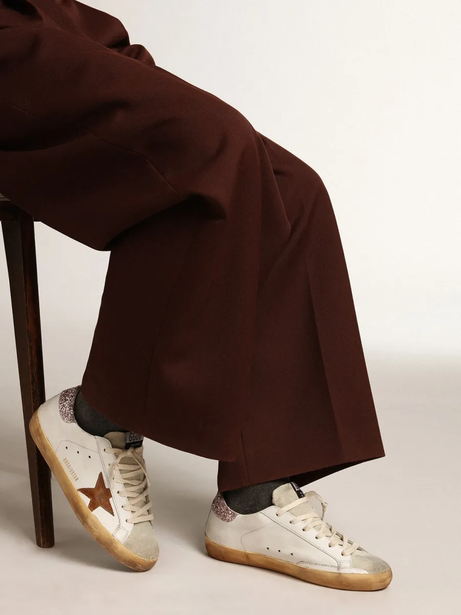 Super-Star con stella color cuoio e talloncino in glitter rosa