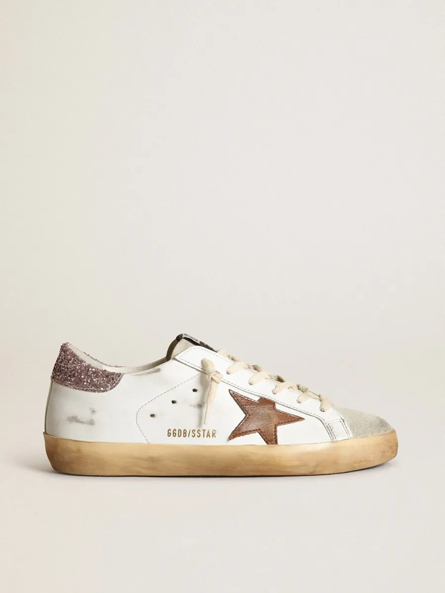 Super-Star con stella color cuoio e talloncino in glitter rosa