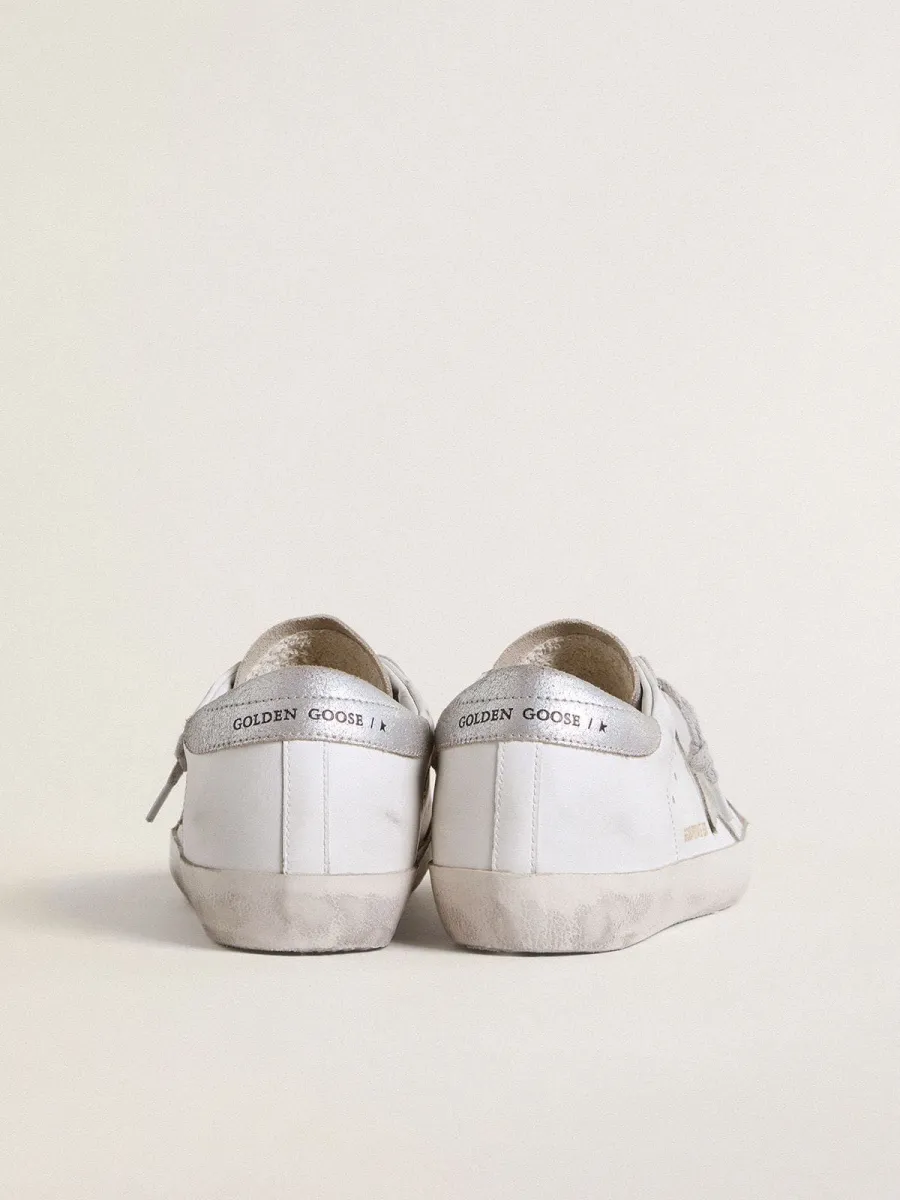 Super-Star Donna con stella in suede grigia e talloncino ed inserti in glitter argento