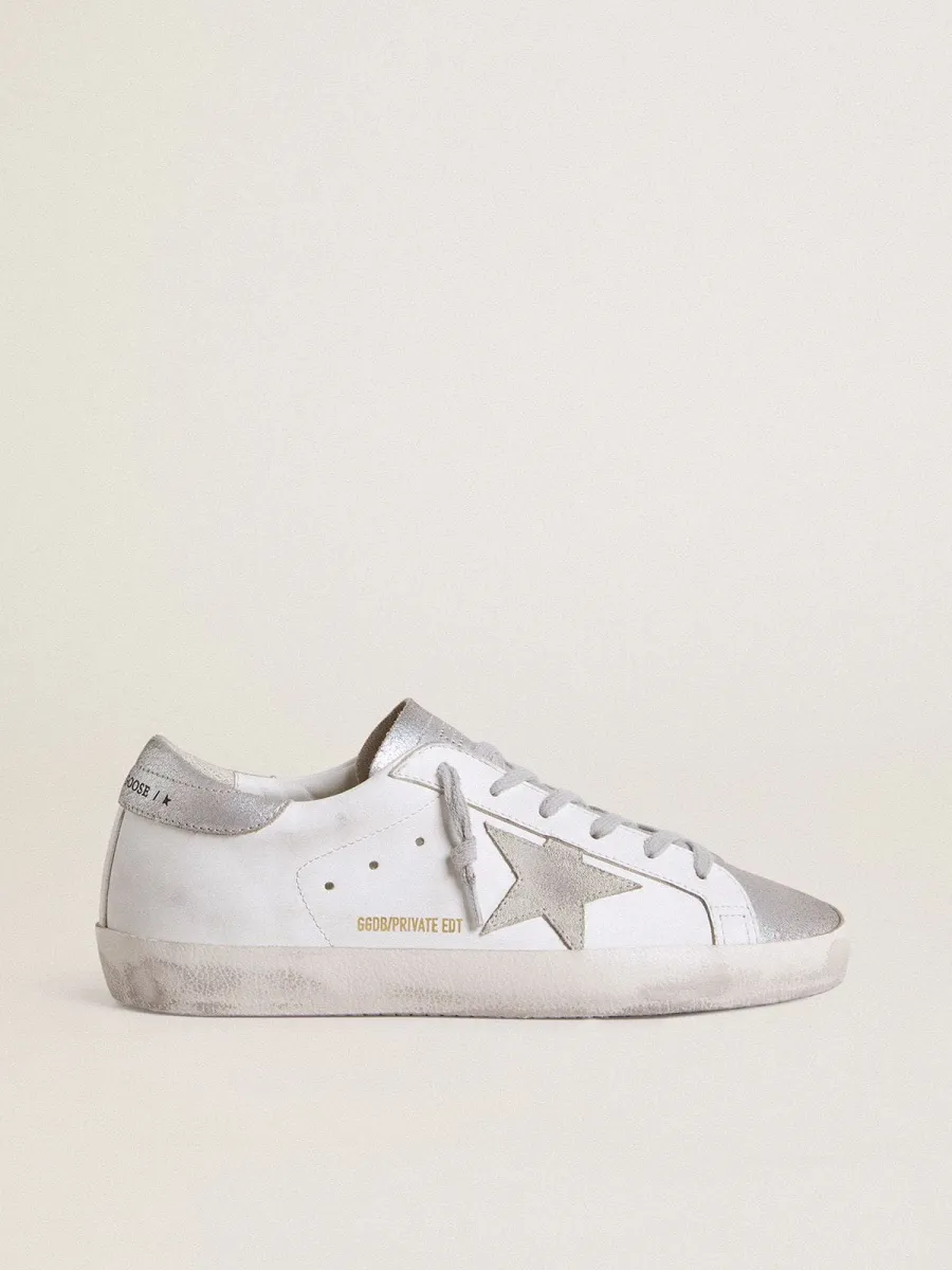 Super-Star Donna con stella in suede grigia e talloncino ed inserti in glitter argento