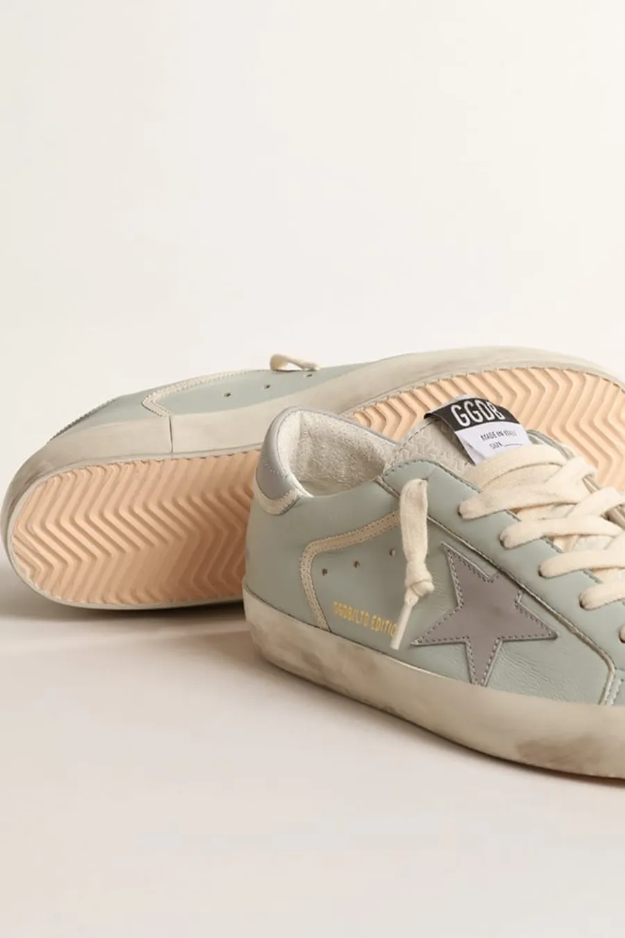 Super-Star Donna in nappa carta da zucchero con stella e talloncino in pelle grigi