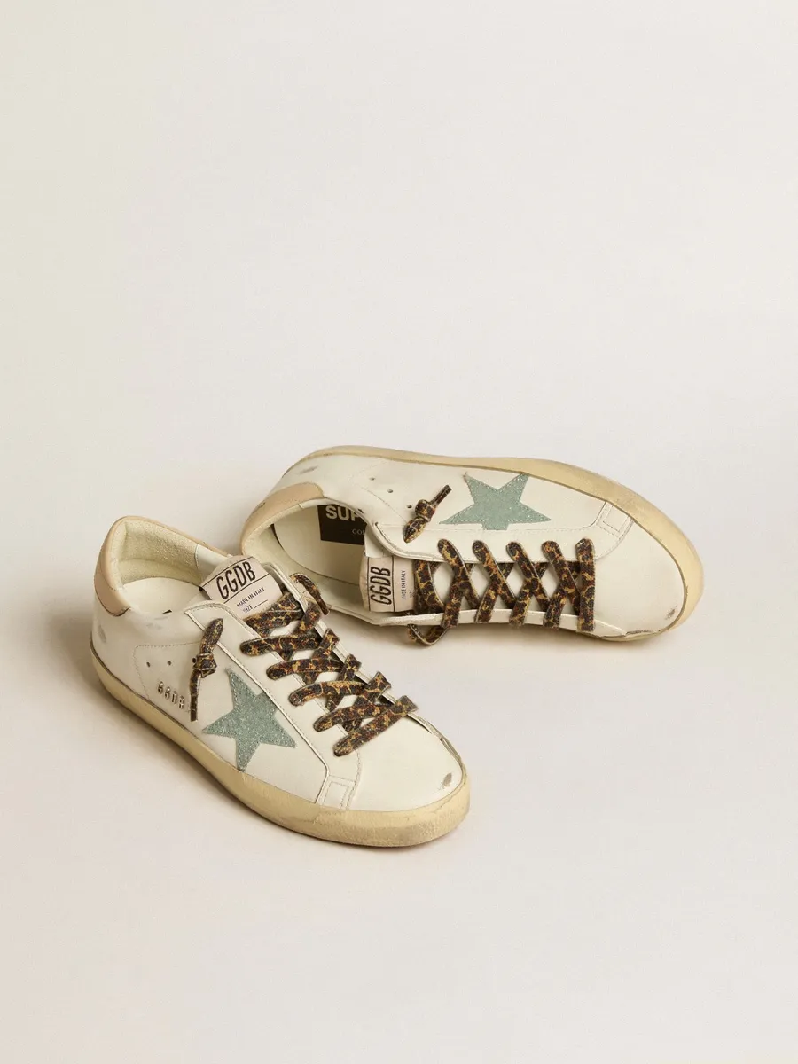 Super-Star Donna con stella in glitter grigi e talloncino in pelle color nude