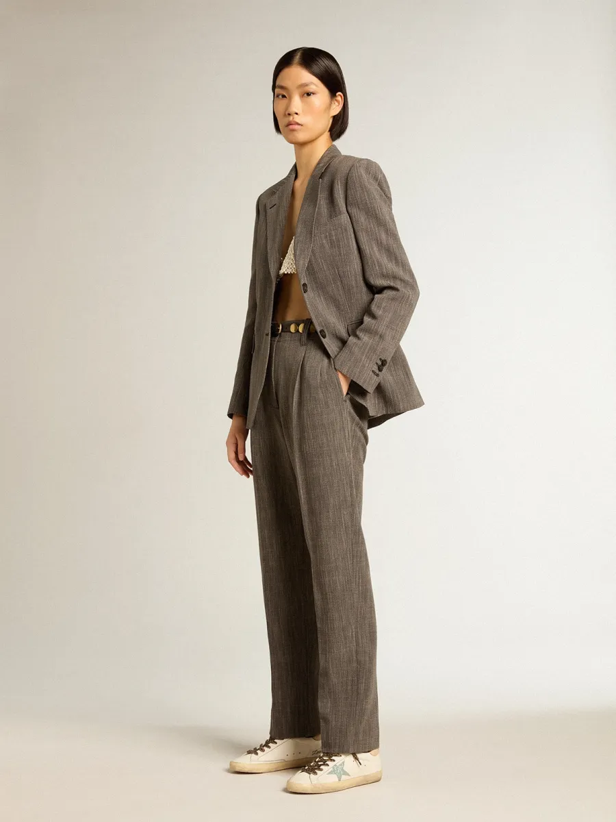 Super-Star Donna con stella in glitter grigi e talloncino in pelle color nude