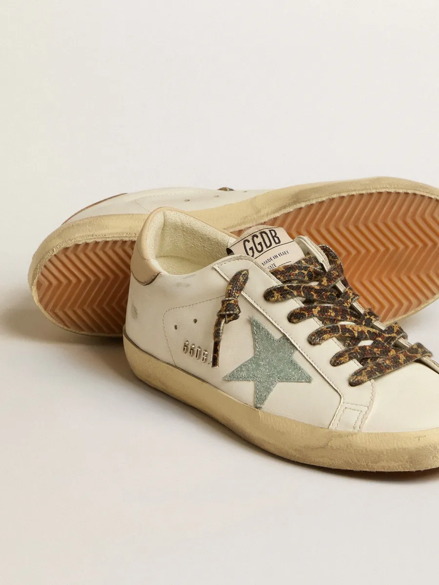 Super-Star Donna con stella in glitter grigi e talloncino in pelle color nude