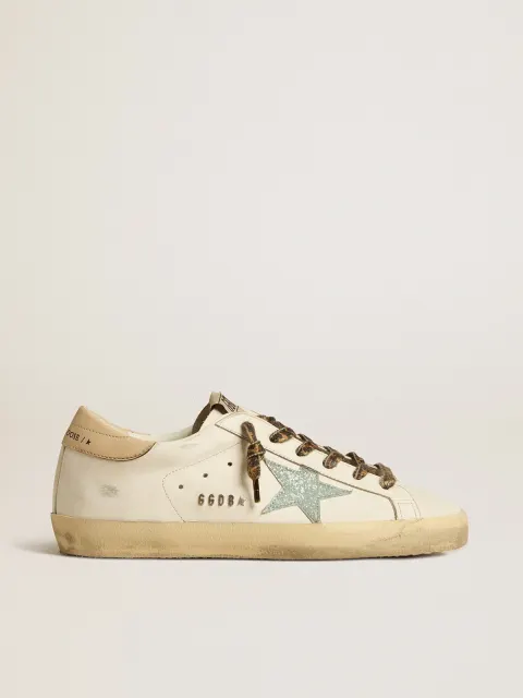 Super-Star Donna con stella in glitter grigi e talloncino in pelle color nude