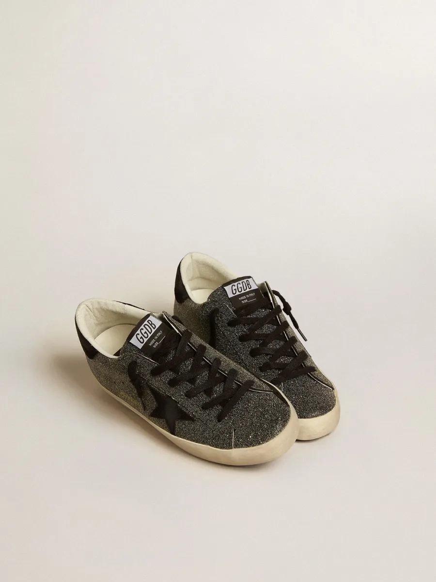 Super-Star Donna in cristalli Swarovski neri con stella in suede nero