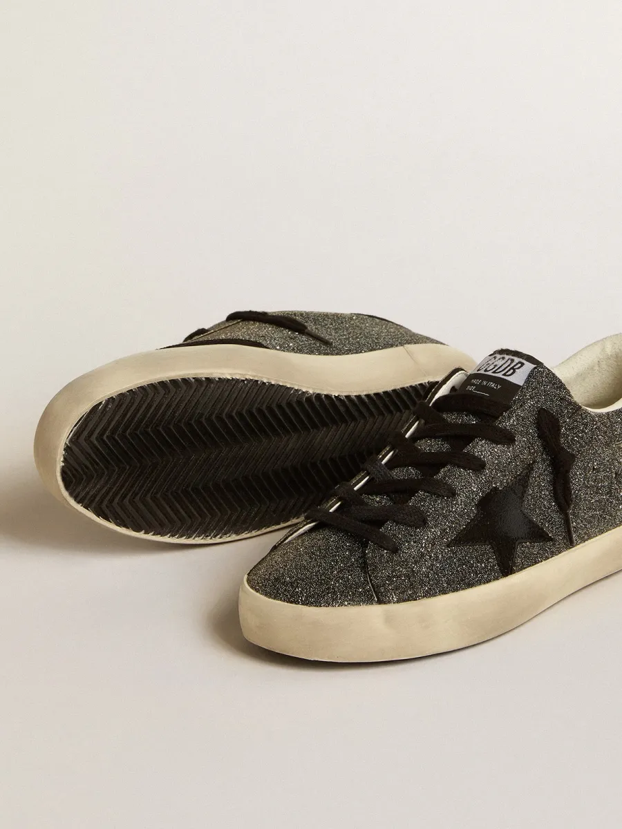 Super-Star Donna in cristalli Swarovski neri con stella in suede nero