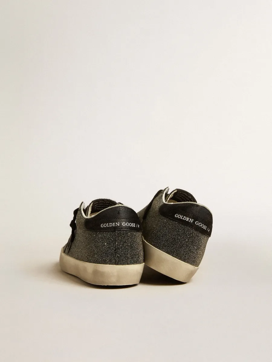 Super-Star Donna in cristalli Swarovski neri con stella in suede nero