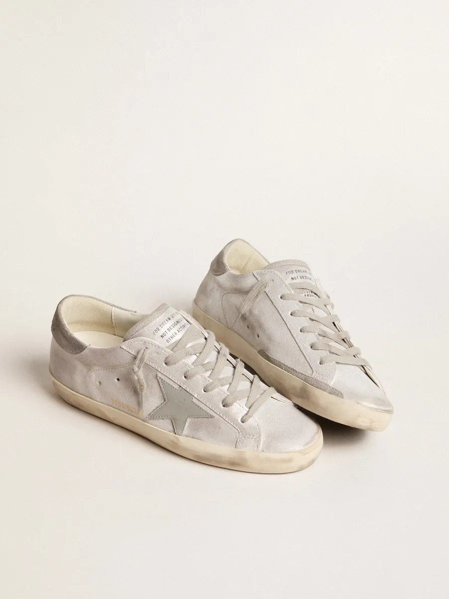 Super-Star in pelle effetto glitter grigio-bianco con stella in pelle