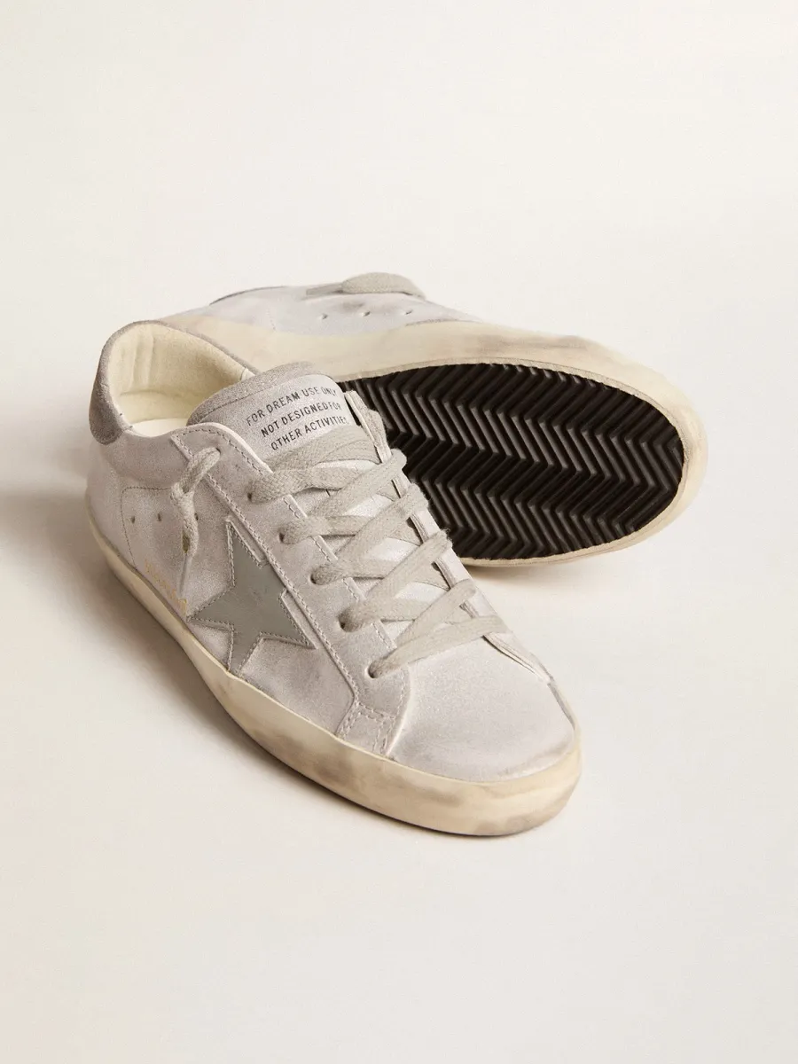 Super-Star in pelle effetto glitter grigio-bianco con stella in pelle