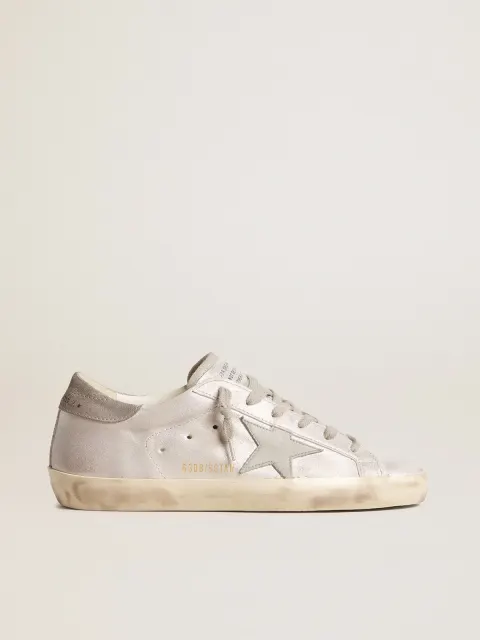 Super-Star in pelle effetto glitter grigio-bianco con stella in pelle