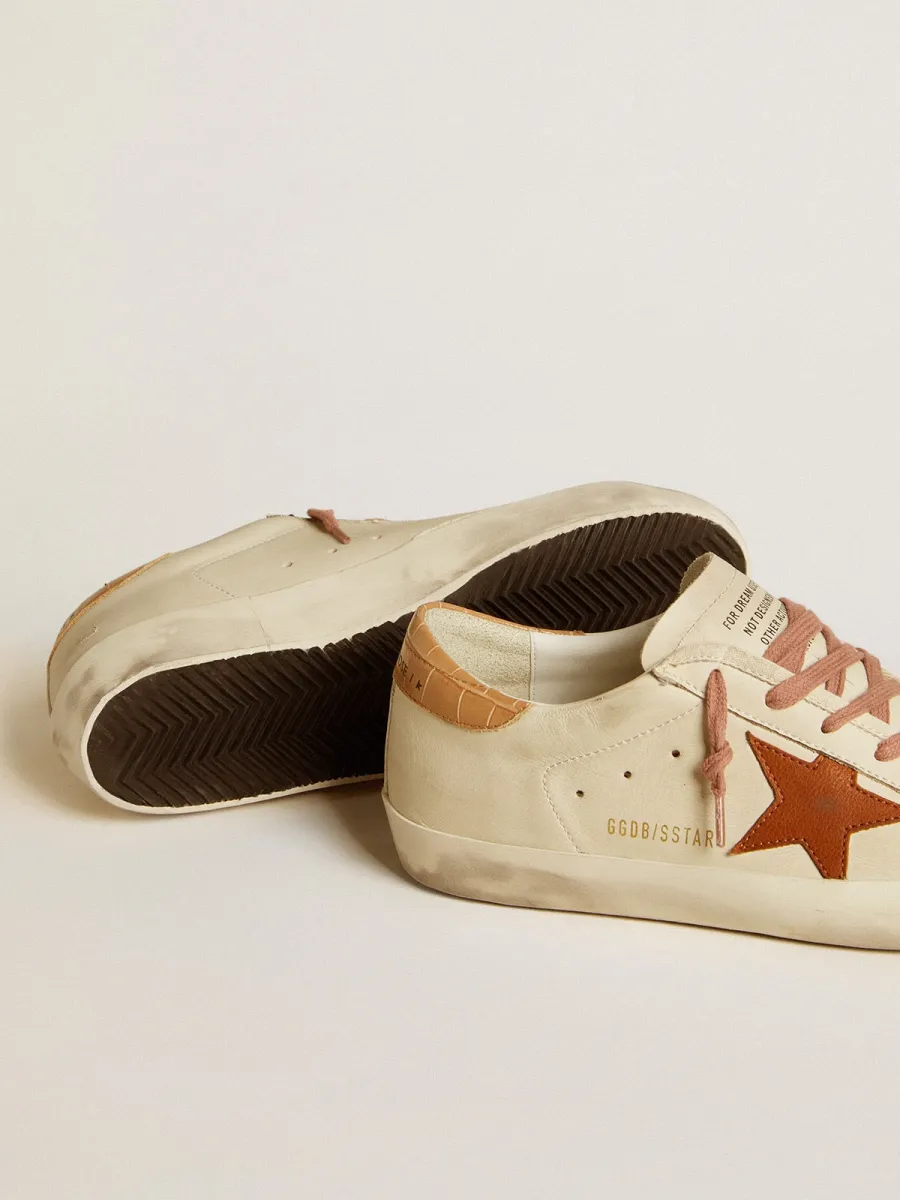 Super-Star Donna con stella in pelle e talloncino in pelle stampa coccodrillo